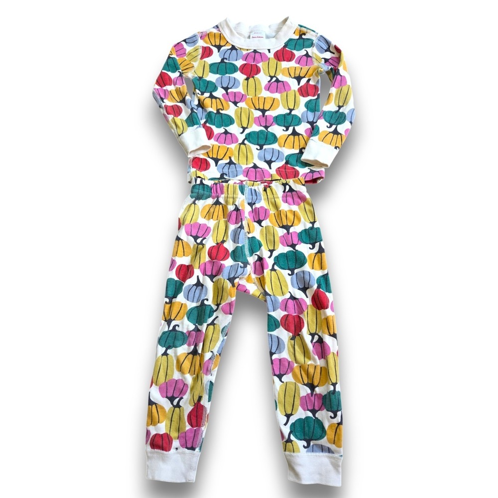 Hanna Andersson Rainbow Pumpkin Long John Pajamas Kids Girls 90 US 3